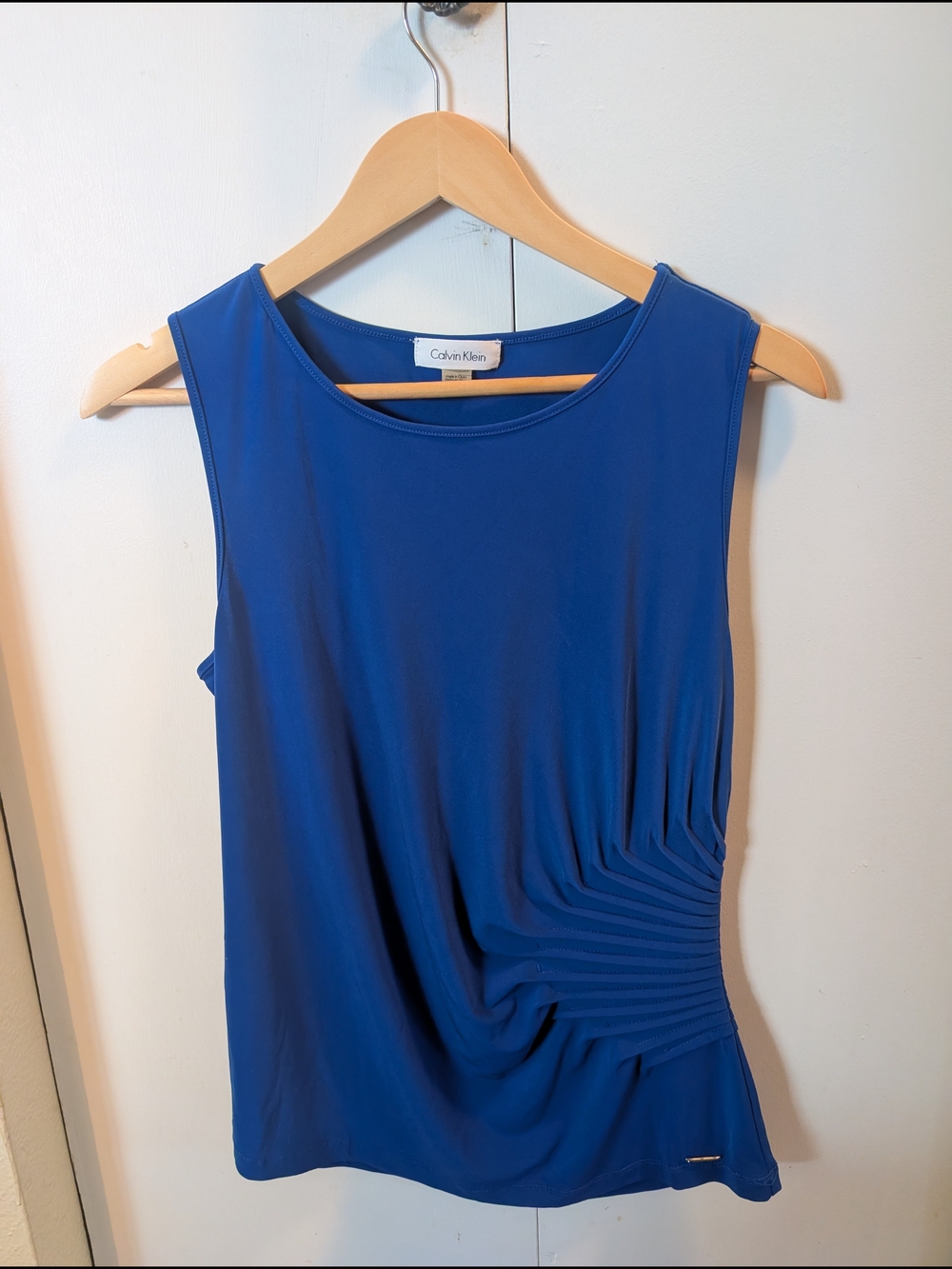 Calvin Klein Royal Blue Sleeveless Ruched Side Top